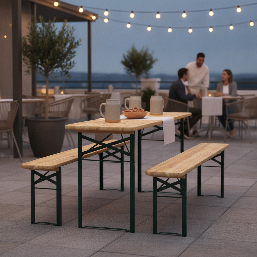 Wood Beer Bench and Table Set 750mm for Outdoor Hospitality
