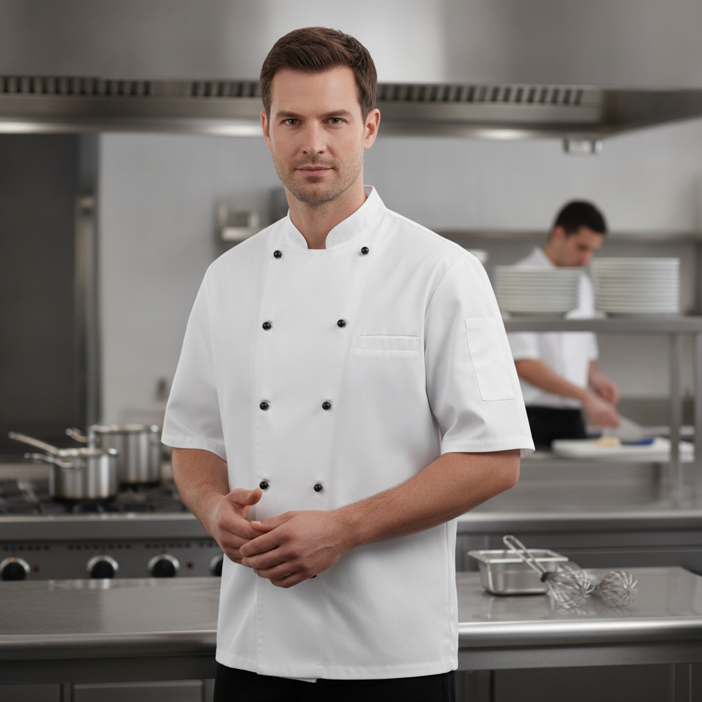 Polycotton White Chef Jacket for Commercial Kitchens