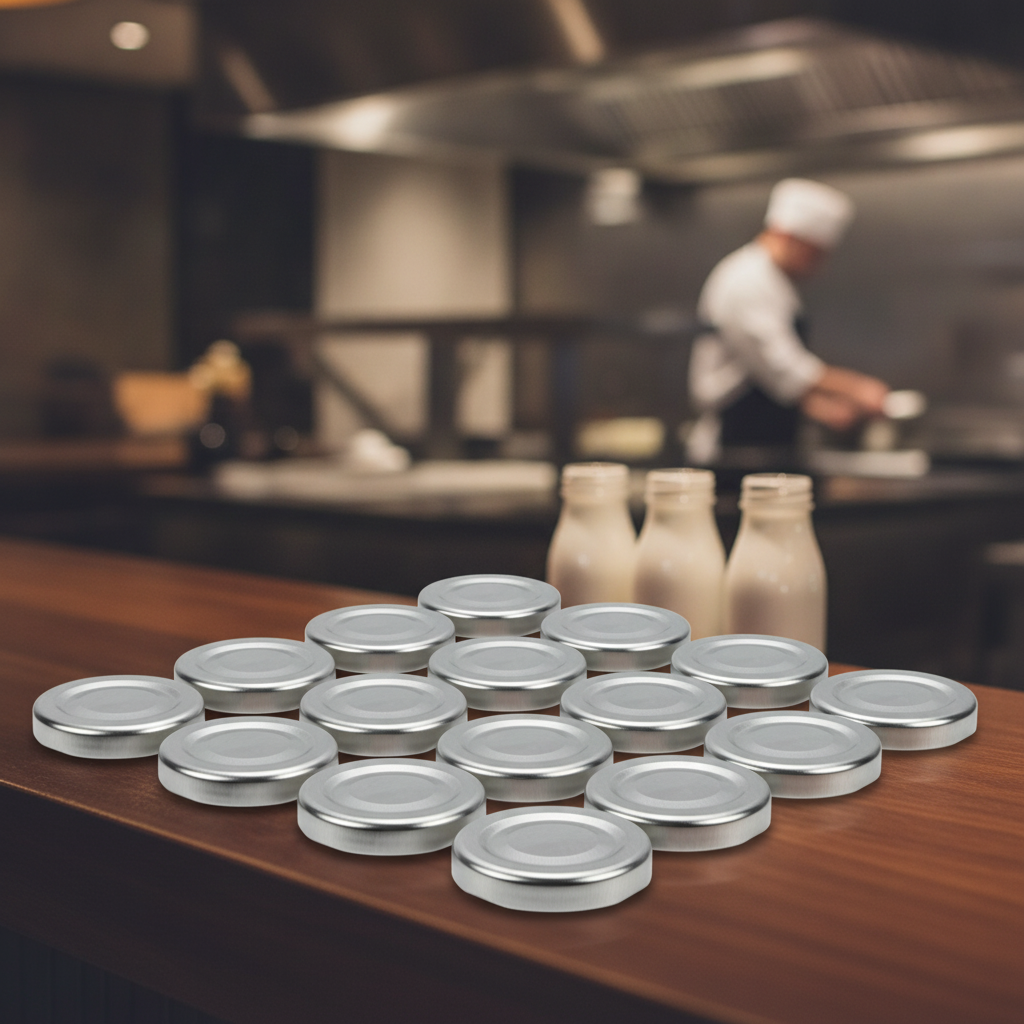 Metal Silver Caps 53mm for Mini Milk Bottles for Stylish Serving (Pack of 18)