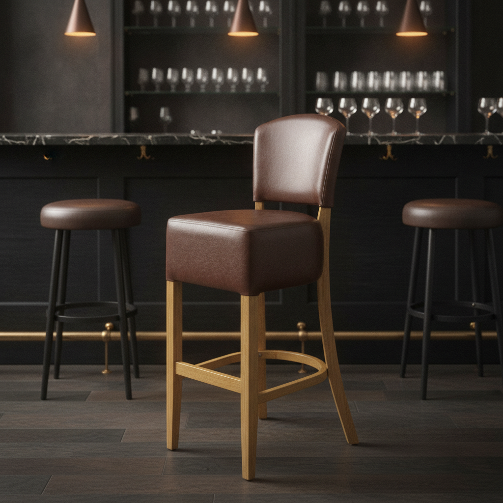 Faux Leather Bar Chair in Soft Oak 1175mm for Commercial Spaces