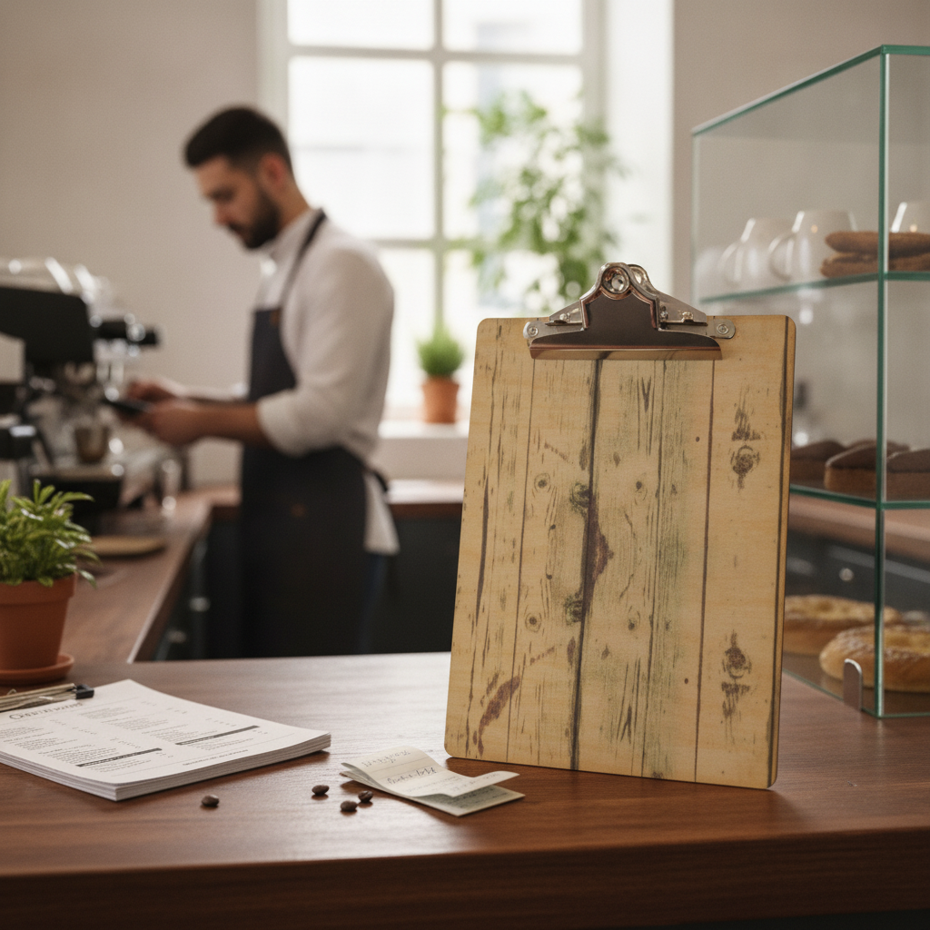 Wood Clipboard with Bulldog Clip for Restaurants & Cafés
