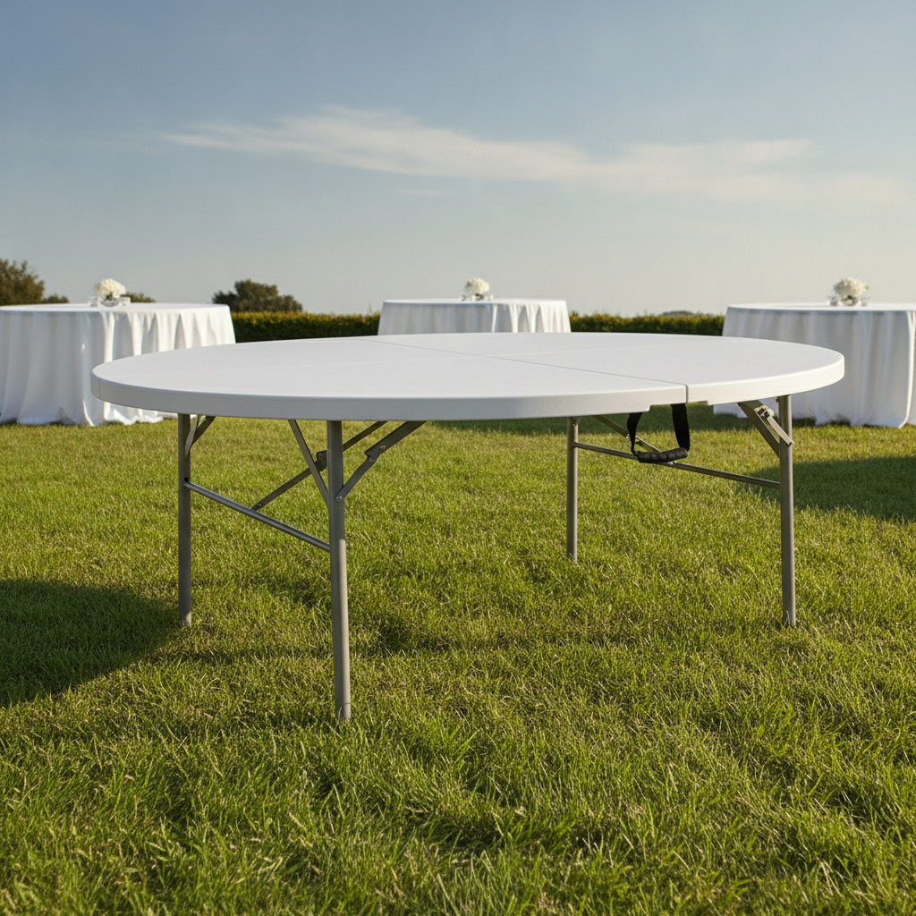 High Density Polyethylene Centre Folding Round Table 6ft for Outdoor Events