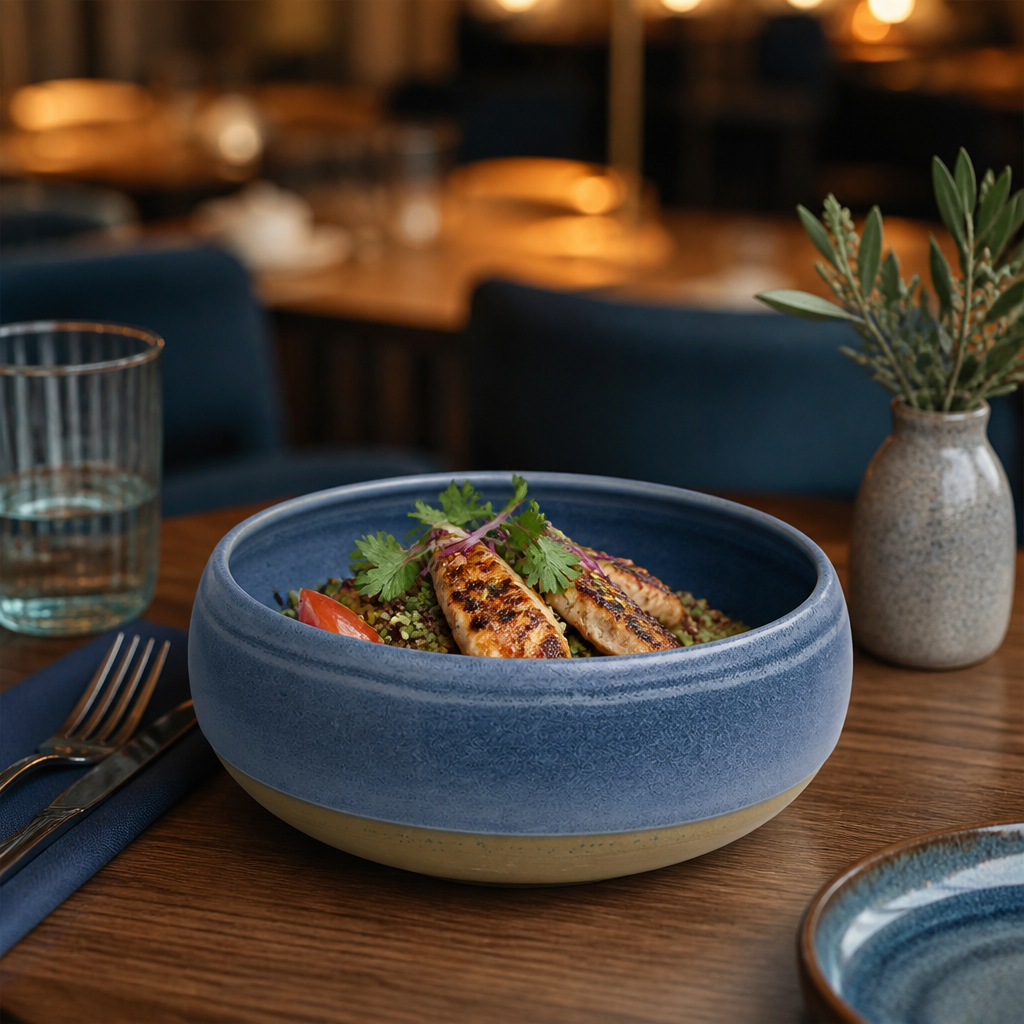 Oslo Blue Super Vitrified Ceramic Bowls 1.136L for Stylish Dining