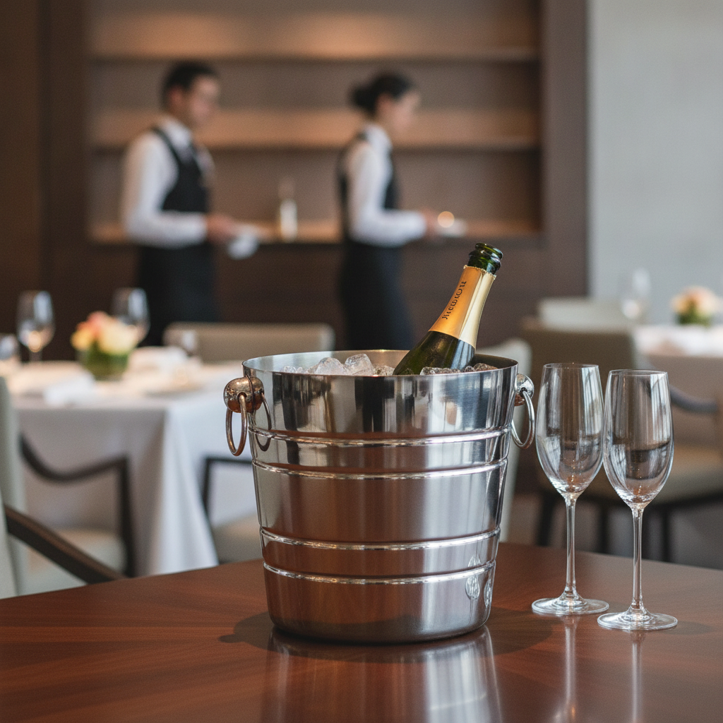 Polished Stainless Steel Wine and Champagne Bucket 4.9L for Restaurants