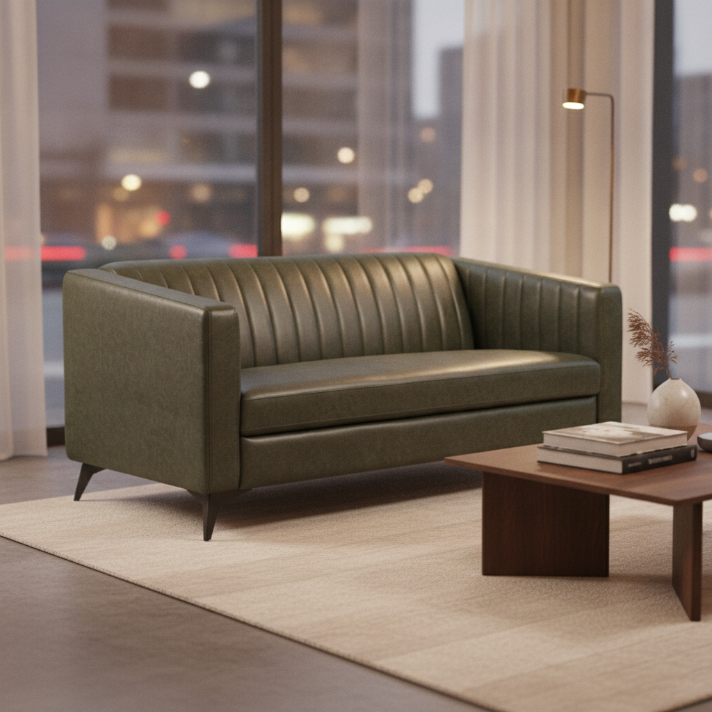 Bison Cedar Faux Leather 2 Seat Sofa 720mm for Commercial Use