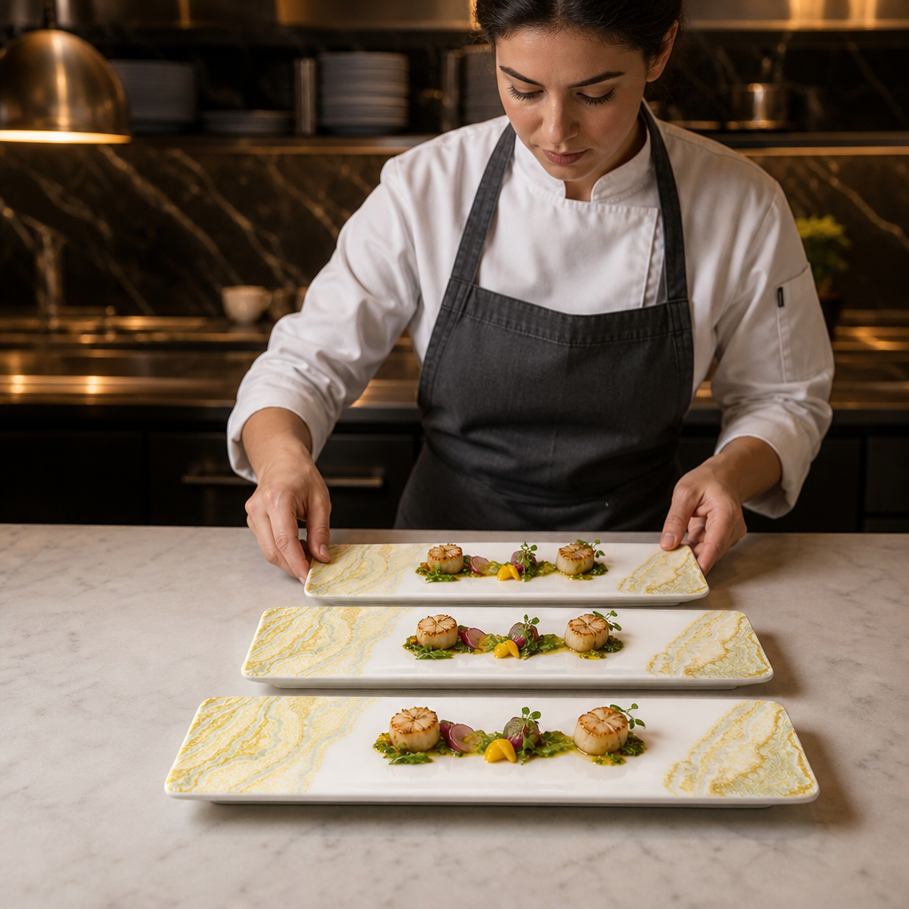 Oblong Plates 300x90mm Vitrified Ceramic for Modern Hospitality (Pack of 6)