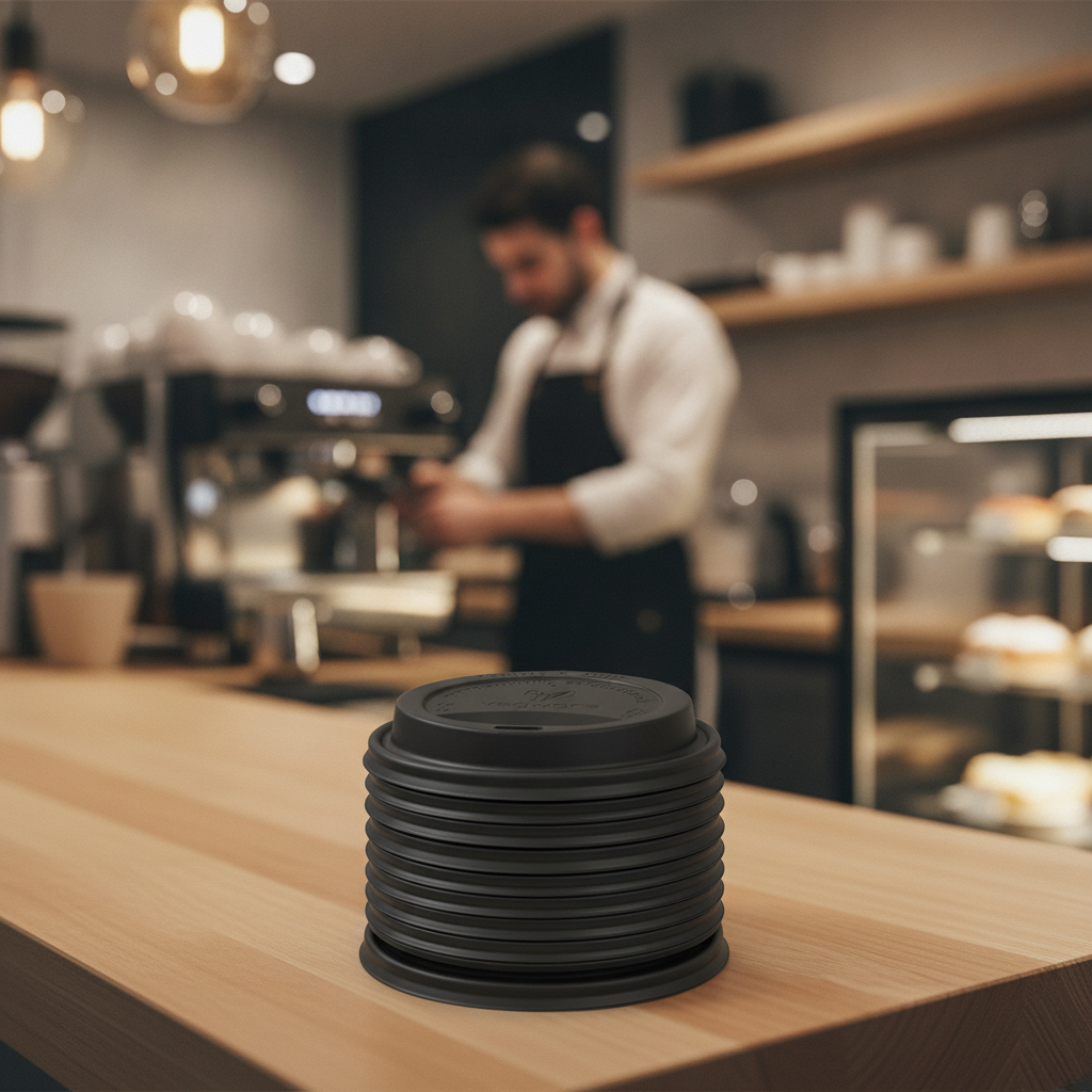 CPLA Hot Cup Lids Black for Sustainable Serving (Pack of 1000)