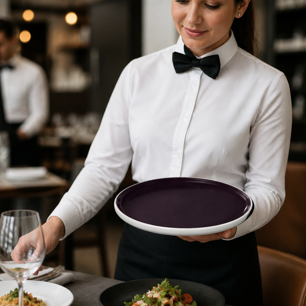 Alumina Round Stacking Trays Vitrified Ceramic for Hospitality (Pack of 12)