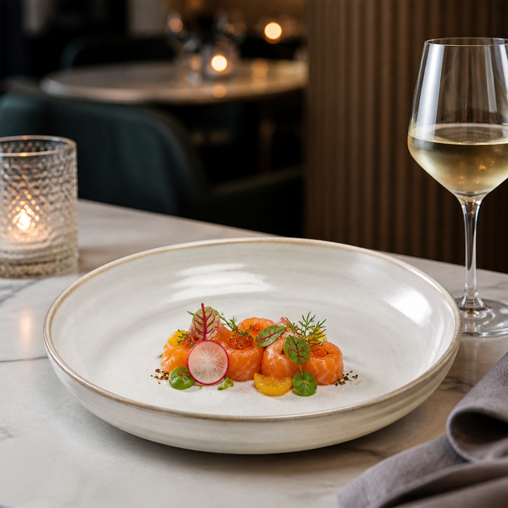 Canvas Coupe Bowls in White Stoneware for Creative Plating