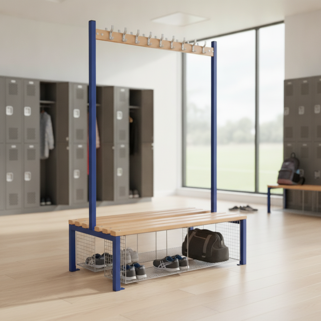 Powder Coated Steel Double-sided Island Seating for Schools & Gyms