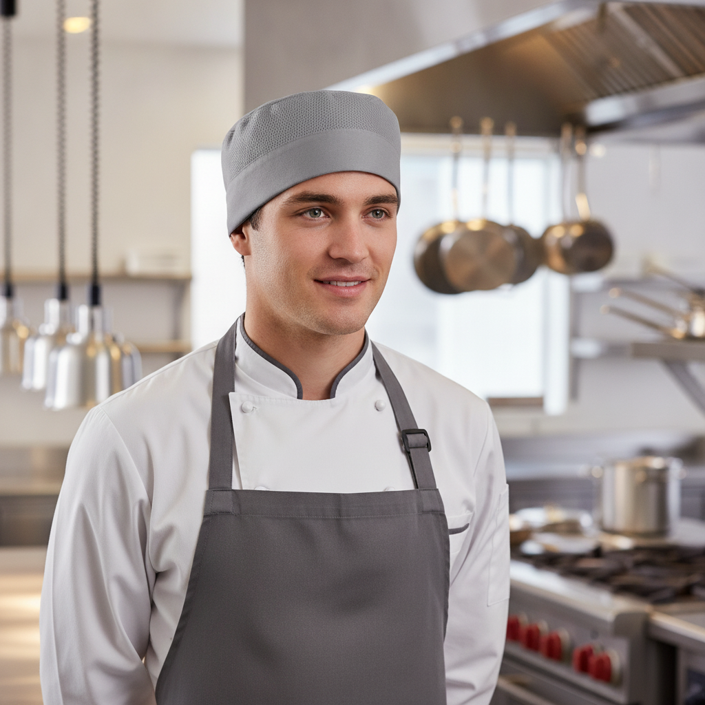 Polycotton Grey Cool Vent Beanie for Kitchen Use