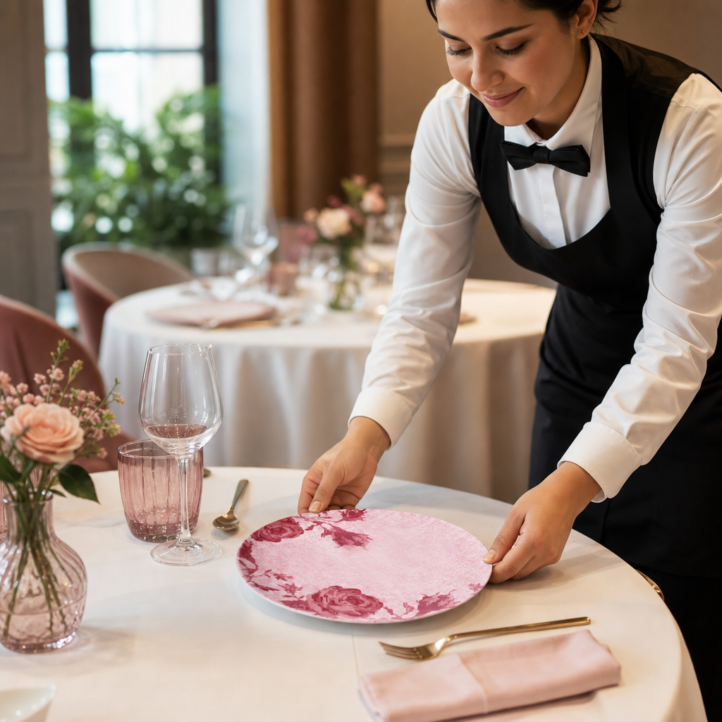 Super- Coupe Plates 230mm Pink Vitrified Porcelain for Dining (Pack of 6)