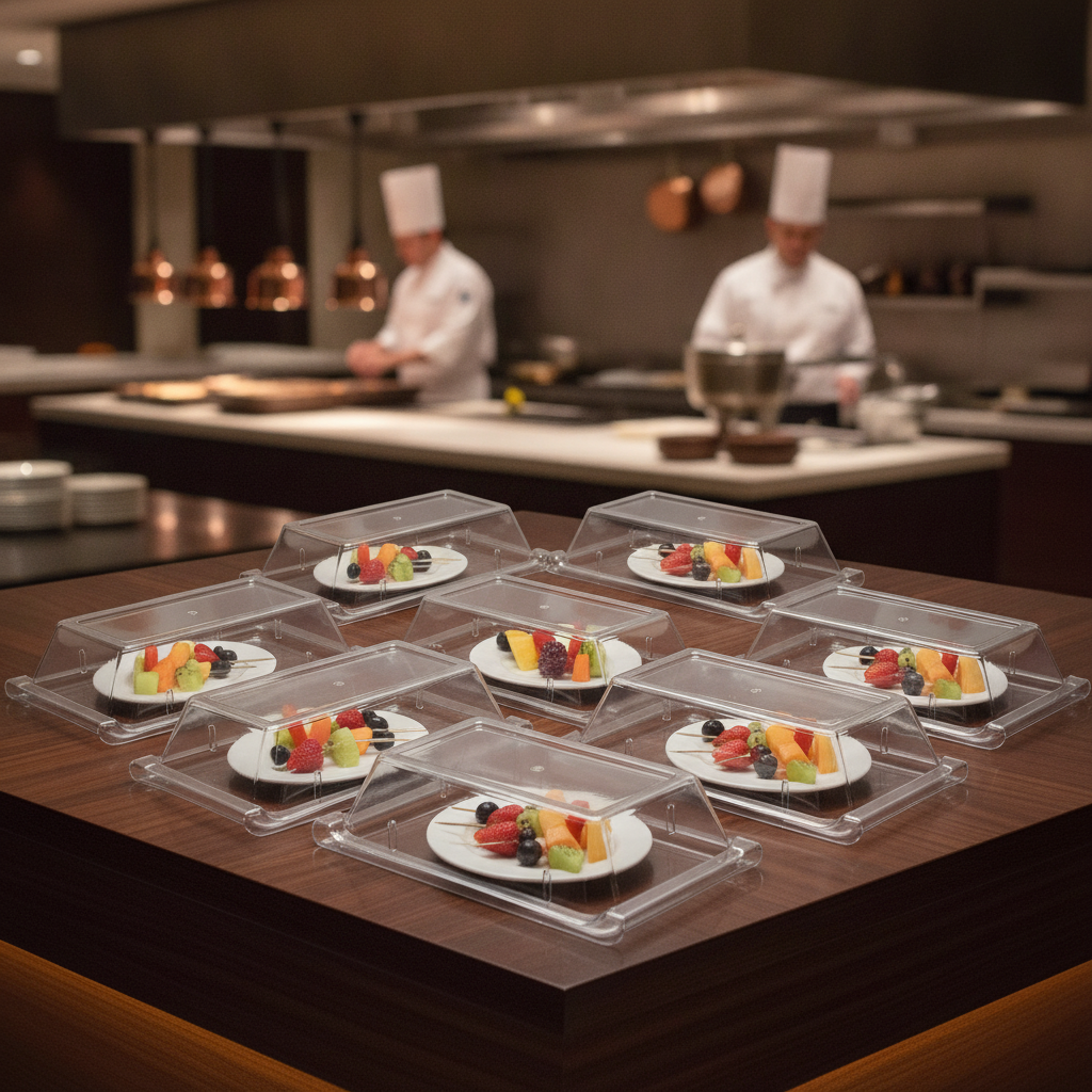 Clear Tritan Rectangular Buffet Covers 145x300mm for Food Displays (Pack of 6)