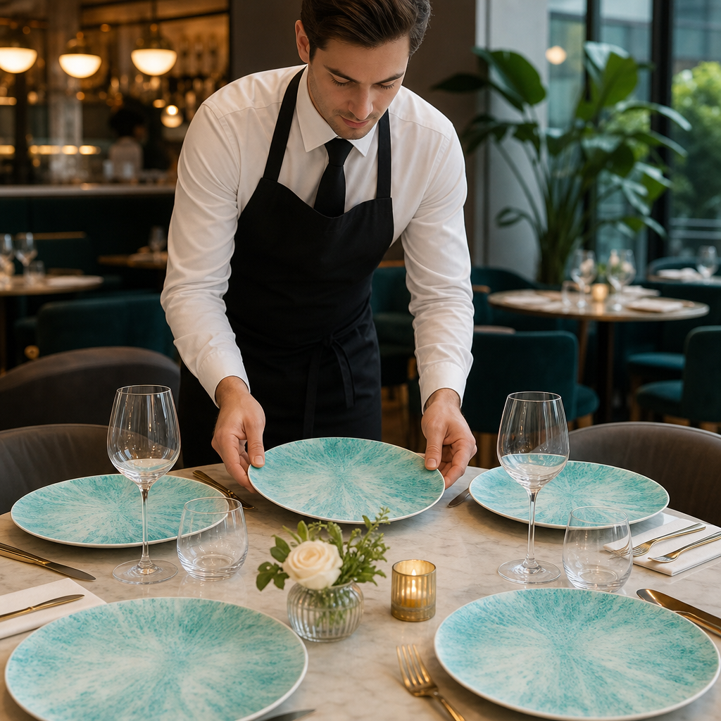 Oval Coupe Plates Aqua Porcelain for Dining Tables (Pack of 12)