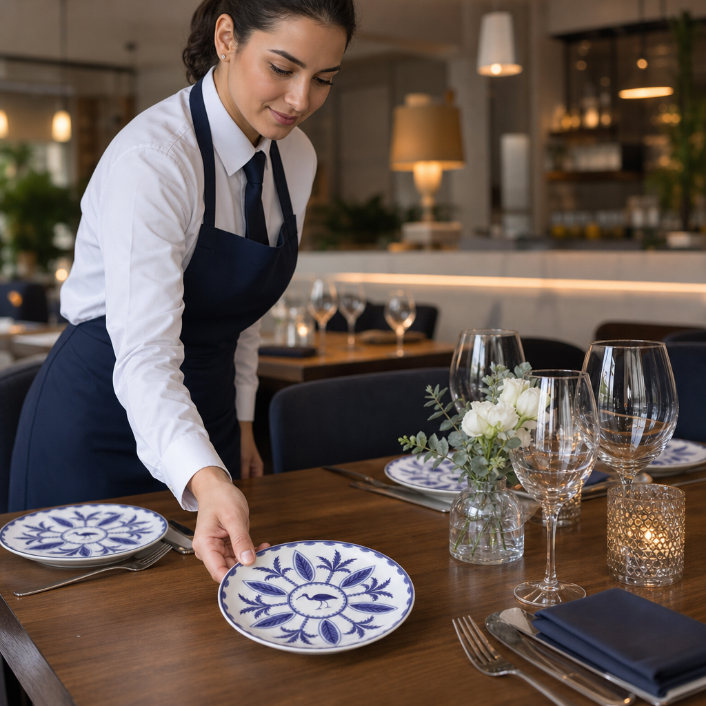 Coupe Plates 165mm Blue Bone China for Elegant Table Settings (Pack of 12)