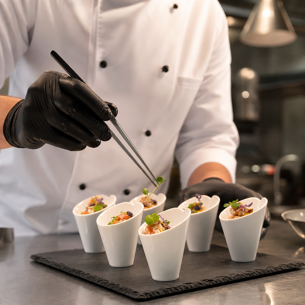 Miniature Cornet Bowls 50ml Porcelain for Culinary Events (Pack of 6)