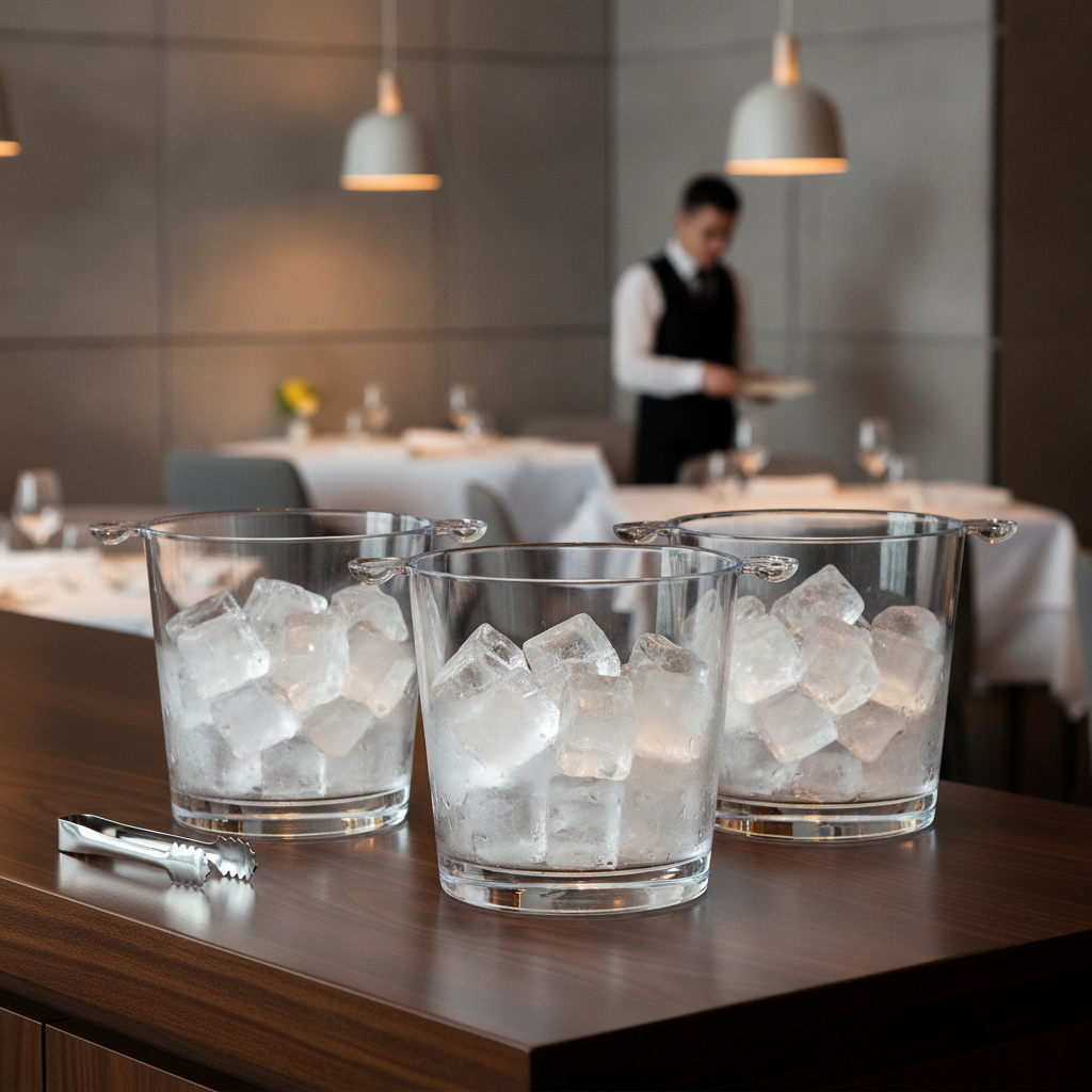 Polycarbonate Clear Ice Bucket 2.3L for Indoor & Outdoor Use (Pack of 3)