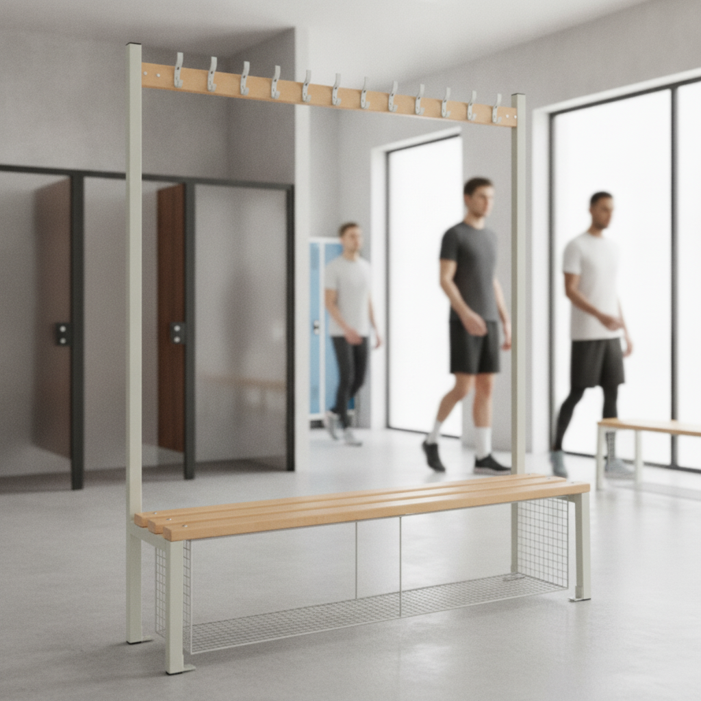 Powder Coated Steel Single-Sided Island Seating for Changing Rooms
