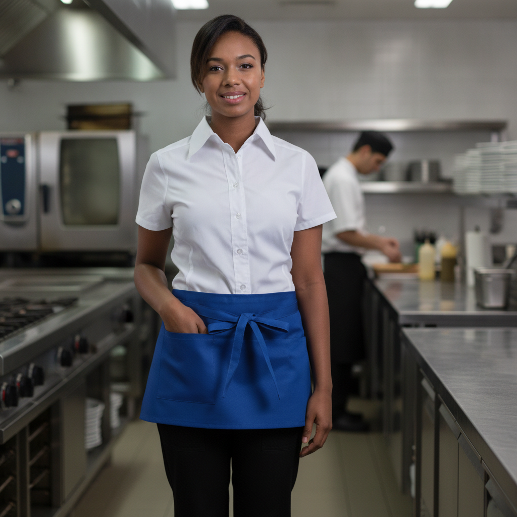 Polycotton Royal Blue Waist Apron for Busy Service Staff