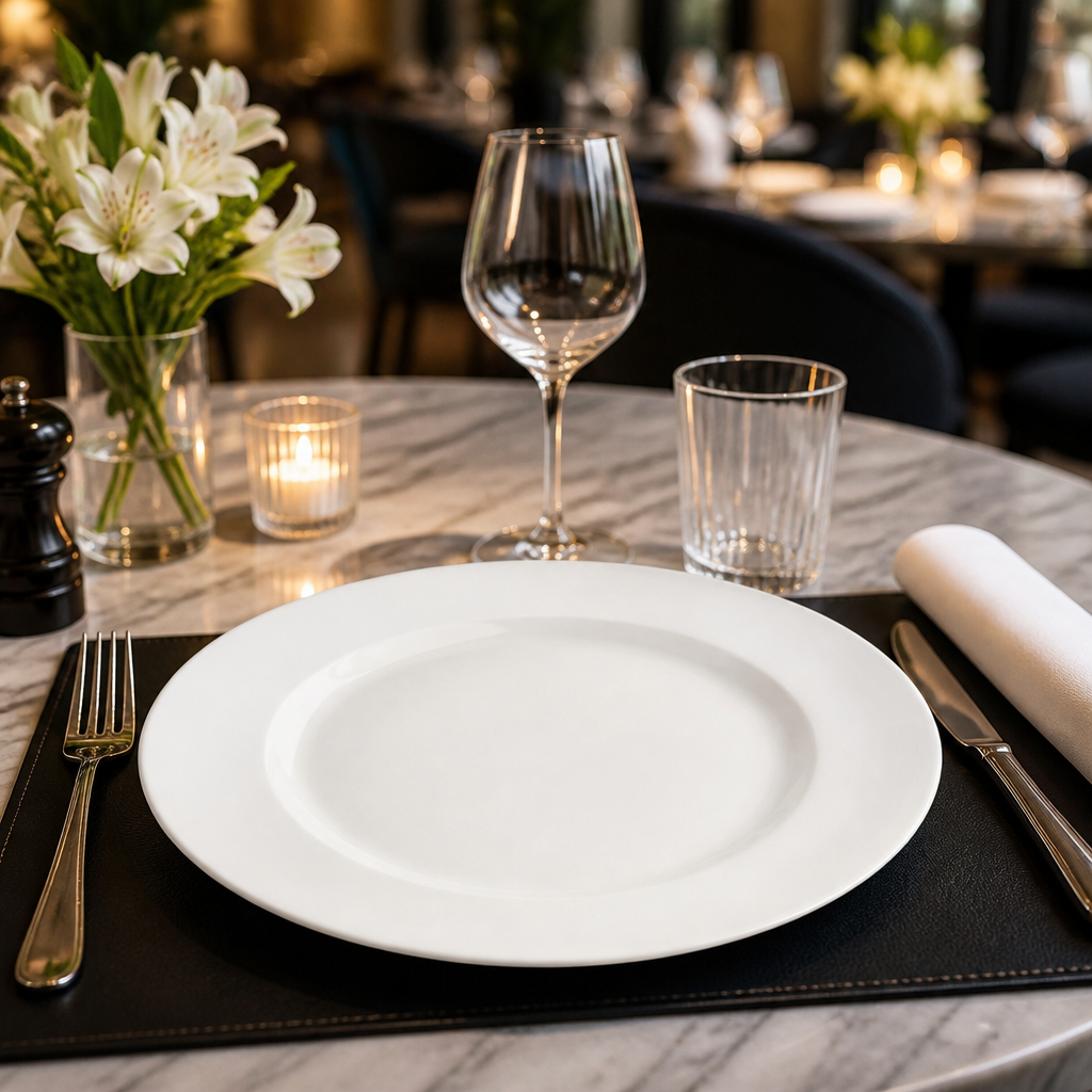 Wide Rim Plates 250mm White Porcelain for Stylish Table Settings (Pack of 24)