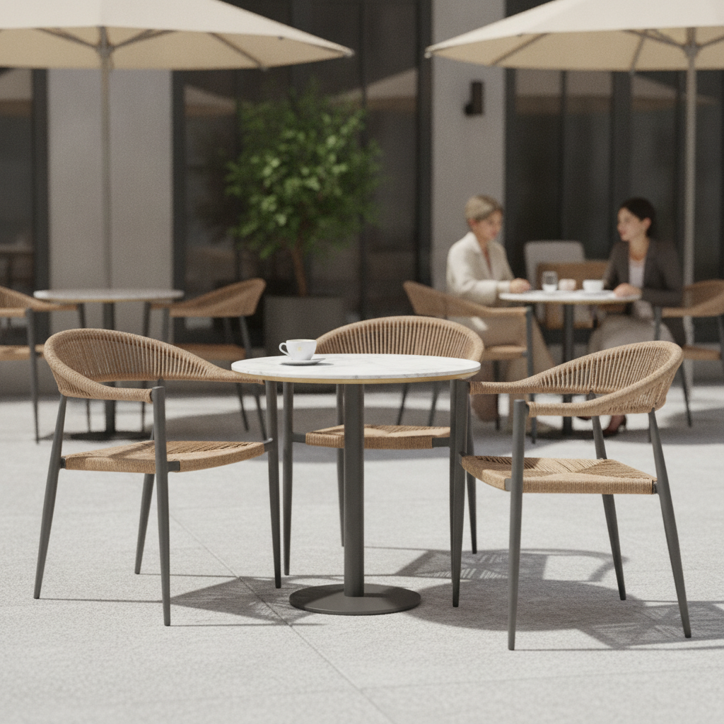 Rattan Outdoor Armchairs 768mm for Restaurants & Cafés (Pack of 4)