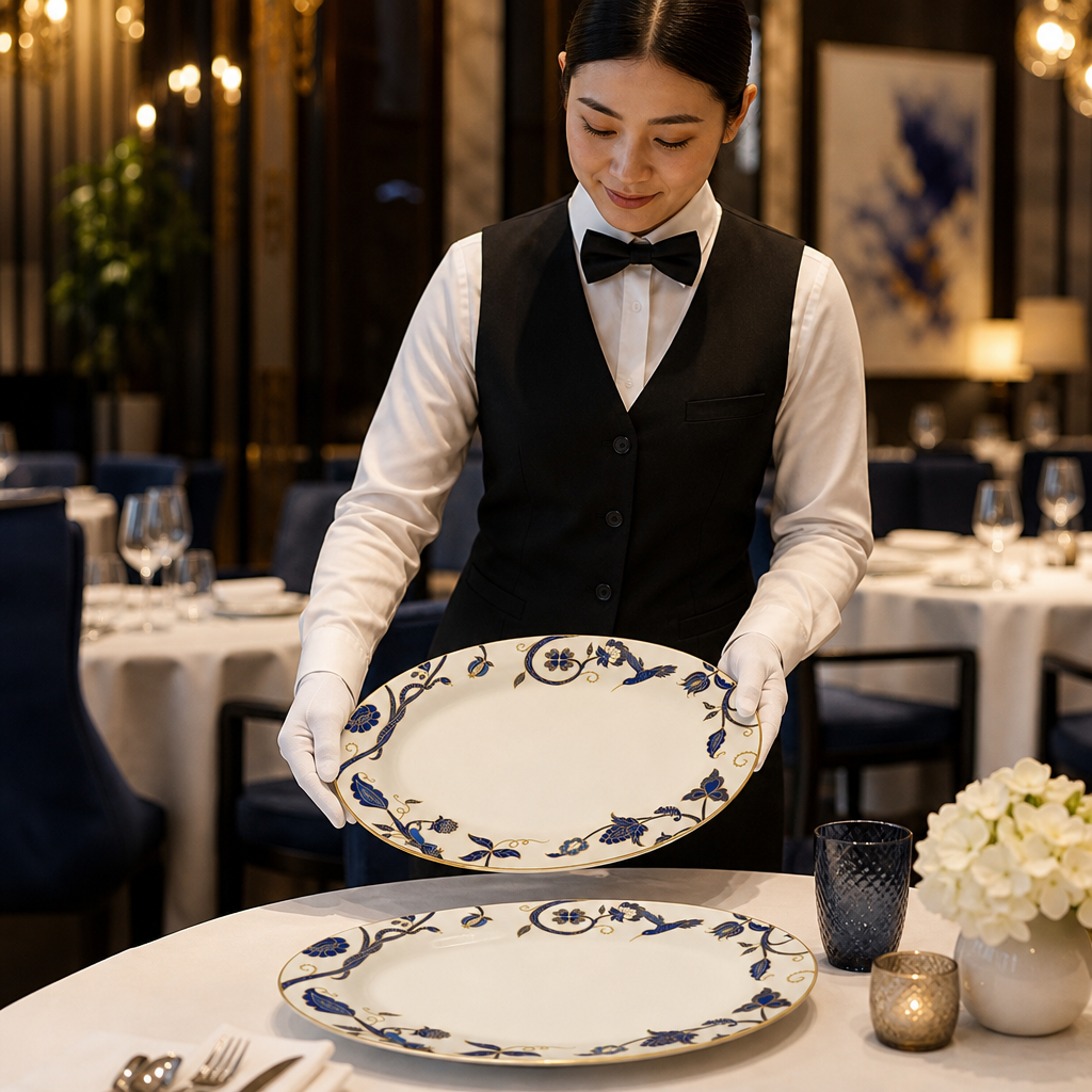 Oval Trays 365x275mm Bone China for Upscale Dining (Pack of 6)