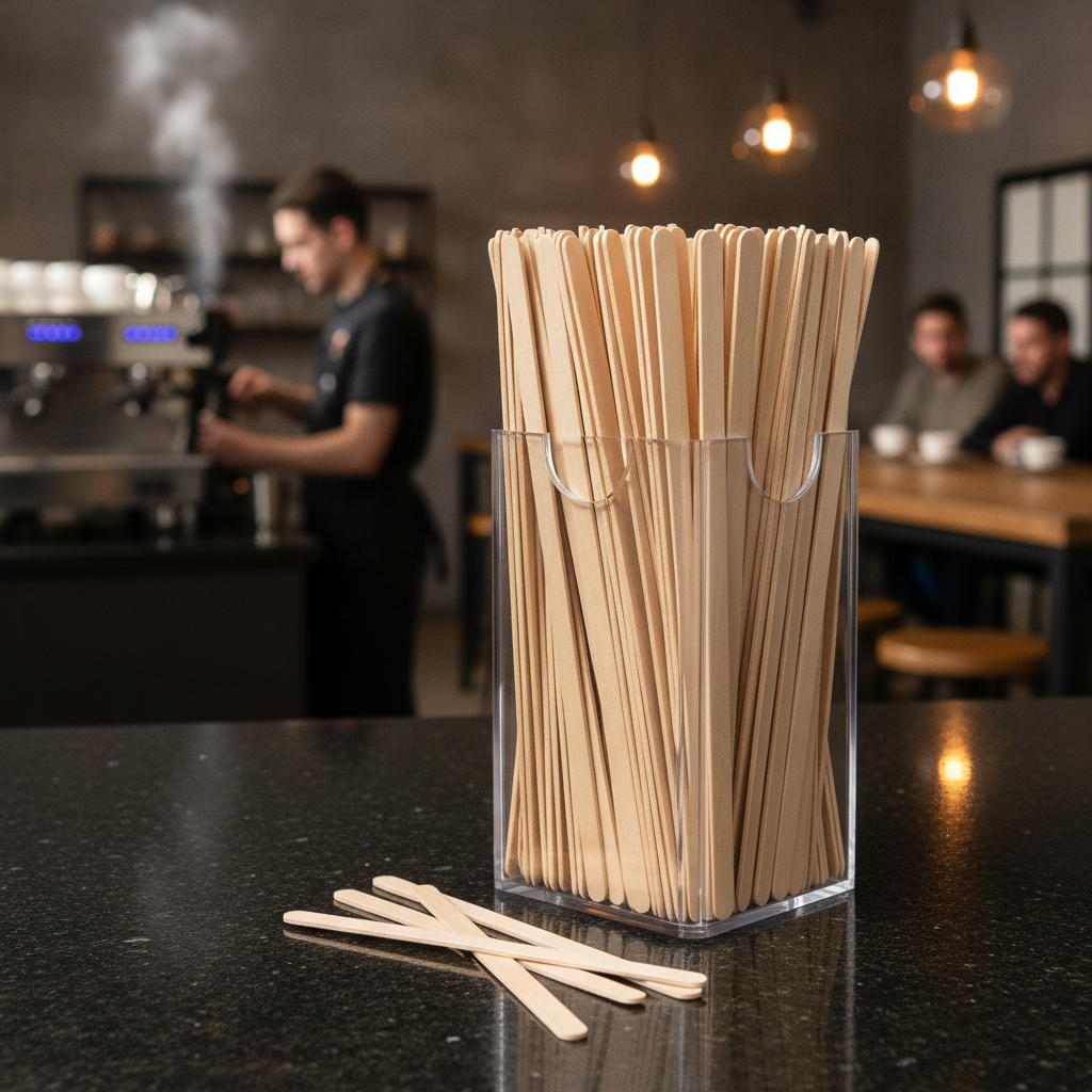 Biodegradable Wooden Coffee Stirrers 140mm for Cafés & Restaurants (Pack of 1000)