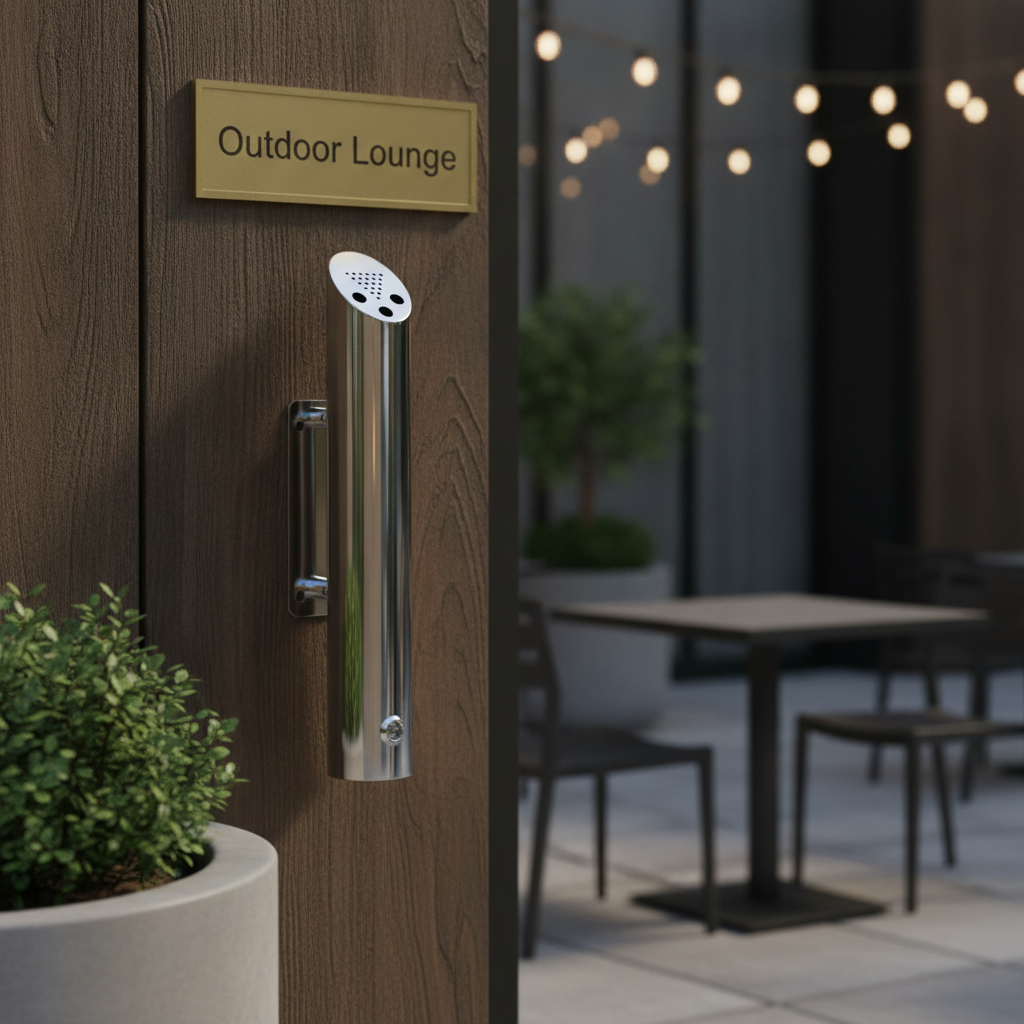 Stainless Steel Cylinder Wall Mounted Ashtray for Bars & Pubs