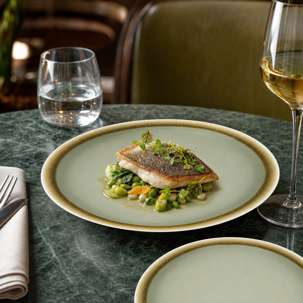 Moss Coupe Plates Green Porcelain for Dining Experiences (Pack of 6)