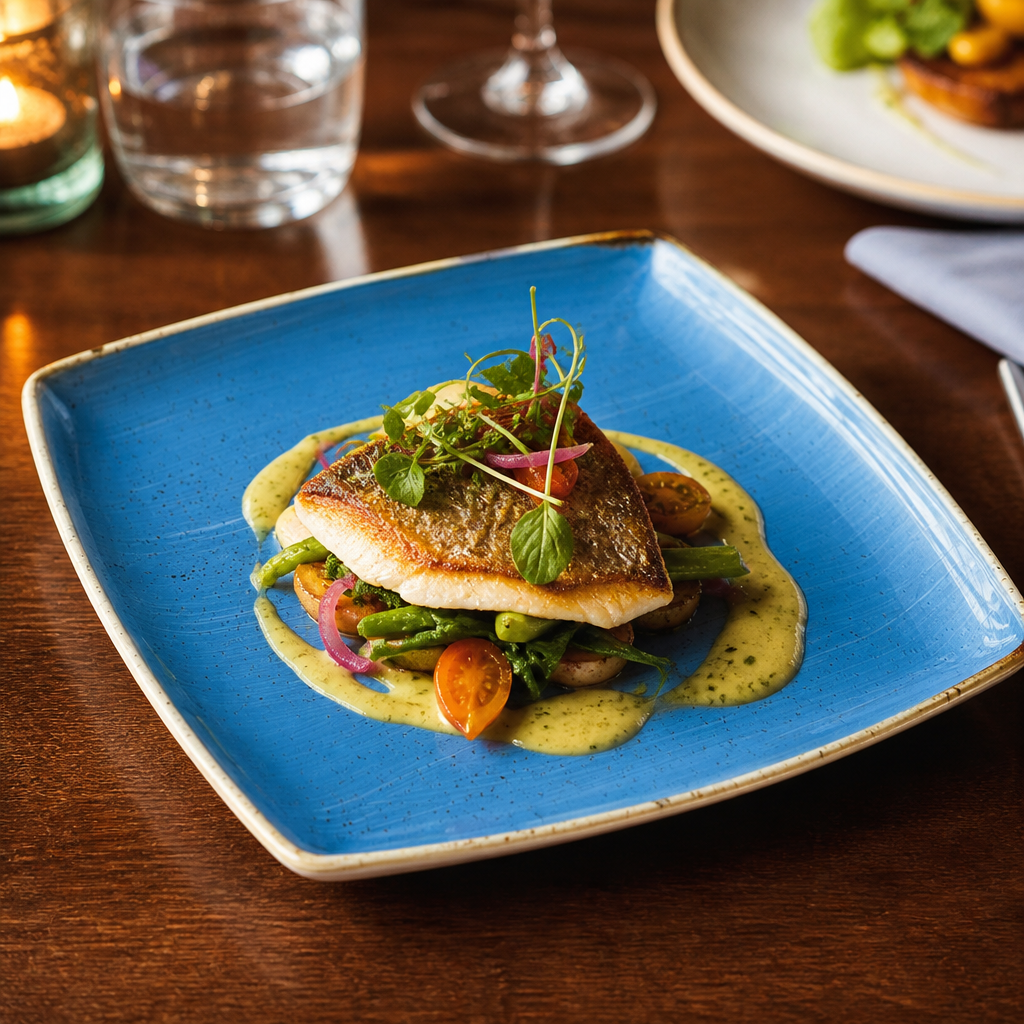 Deep Square Plates Blue Vitrified Ceramic for Creative Food Presentation (Pack of 6)