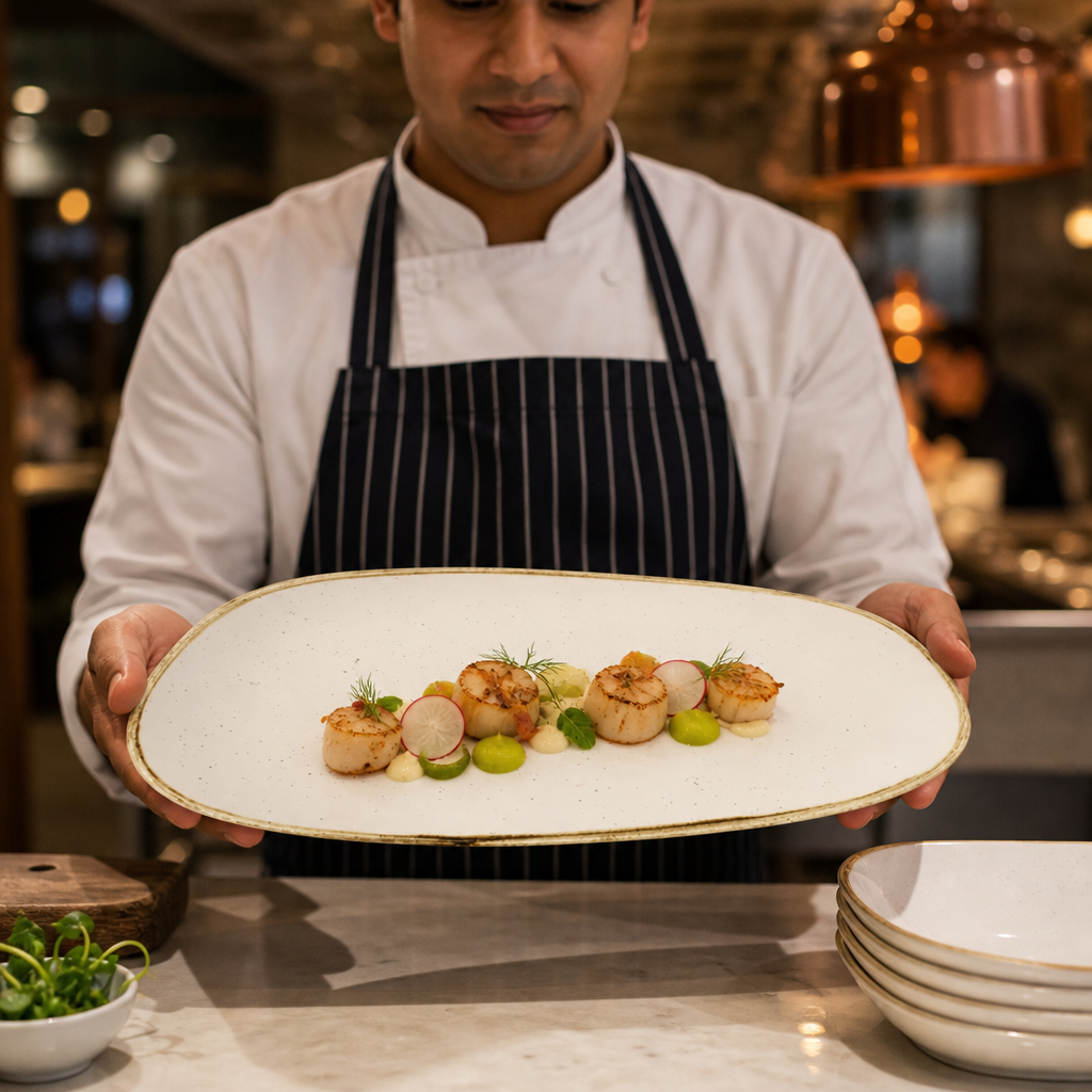 Oblong Plates 300x150mm White Vitrified Ceramic for Hospitality (Pack of 12)