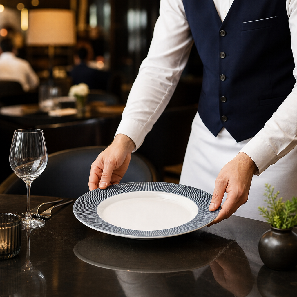 Footed Plates 234mm Vitrified Porcelain for High-End Dining (Pack of 12)
