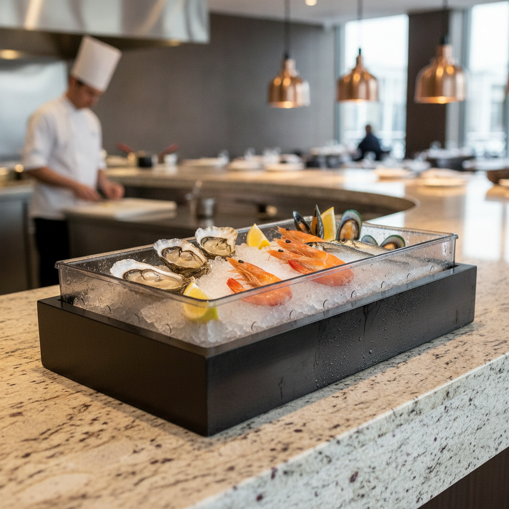 Wood Ice Box 125mm for Displaying Seafood
