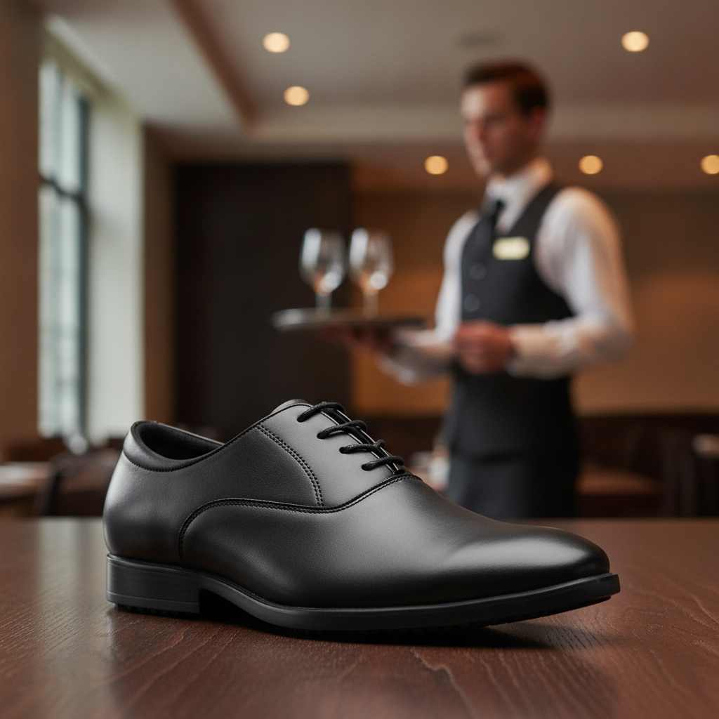 Leather Dress Shoes for Service Staff in Black