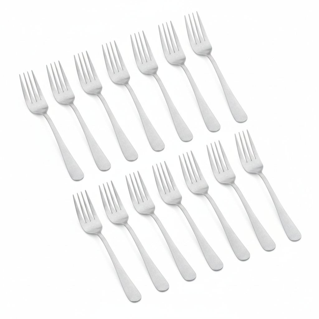 18/0 Stainless Steel Table Forks with Stonewash Finish for Dining (Pack of 12)