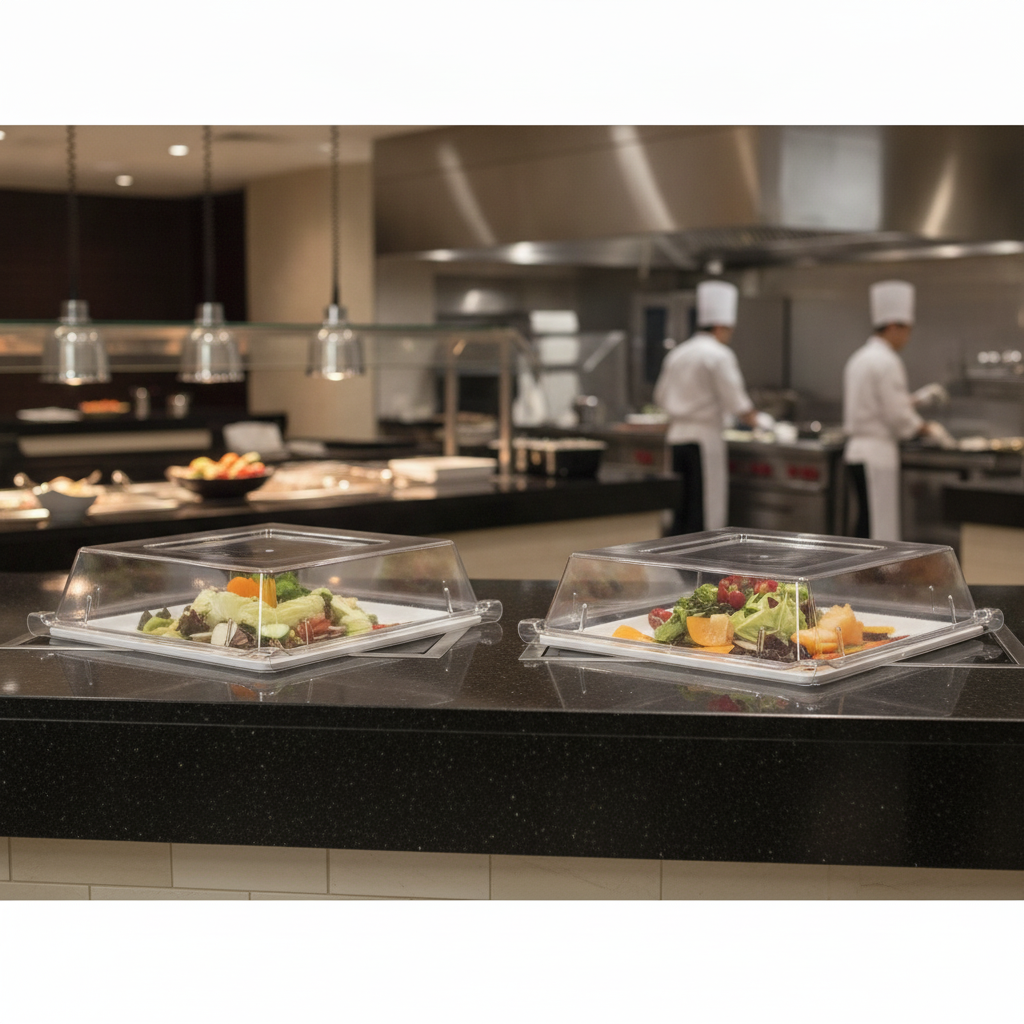 Clear Tritan Square Buffet Covers 303mm for Food Displays (Pack of 2)