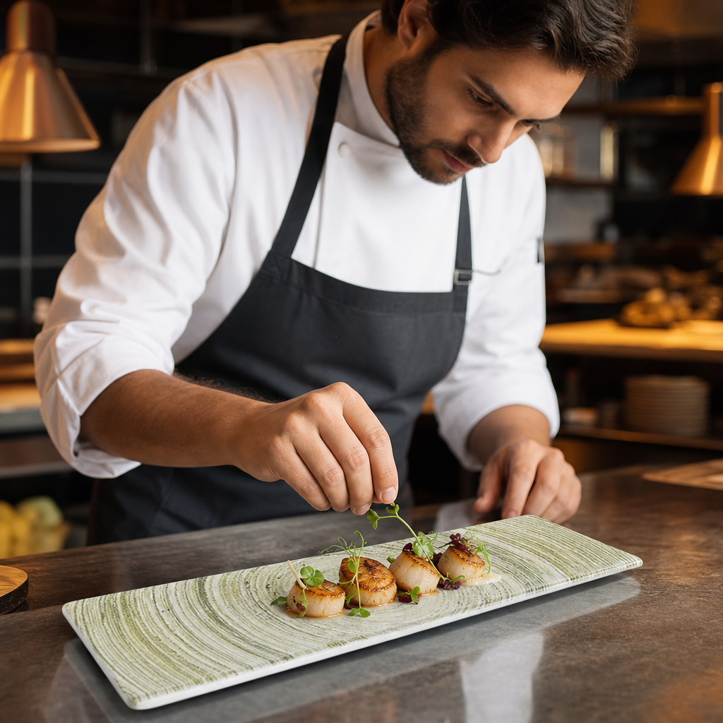 Oblong Plates x 300 90mm Vitrified Ceramic for Restaurants (Pack of 6)