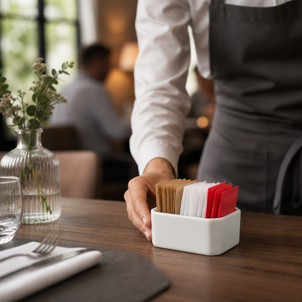 Porcelain Sachet Holders 90x72mm for Catering & Hospitality (Pack of 6)