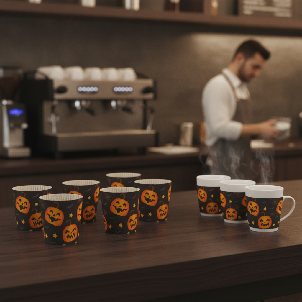 Paper Halloween Cup Sleeves for 8oz Hot Drinks (Pack of 100)