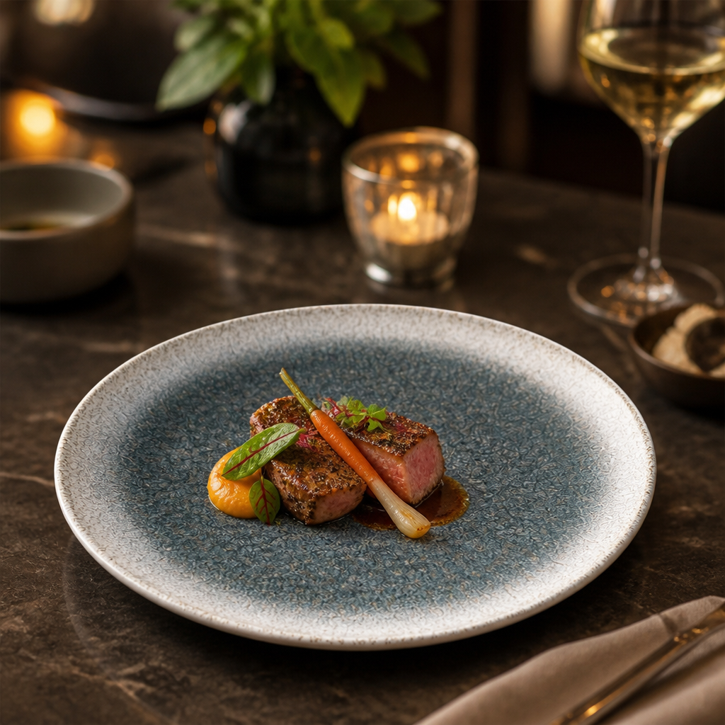 Coupe Plate Blue Vitrified Ceramic for Dining Experiences (Pack of 12)
