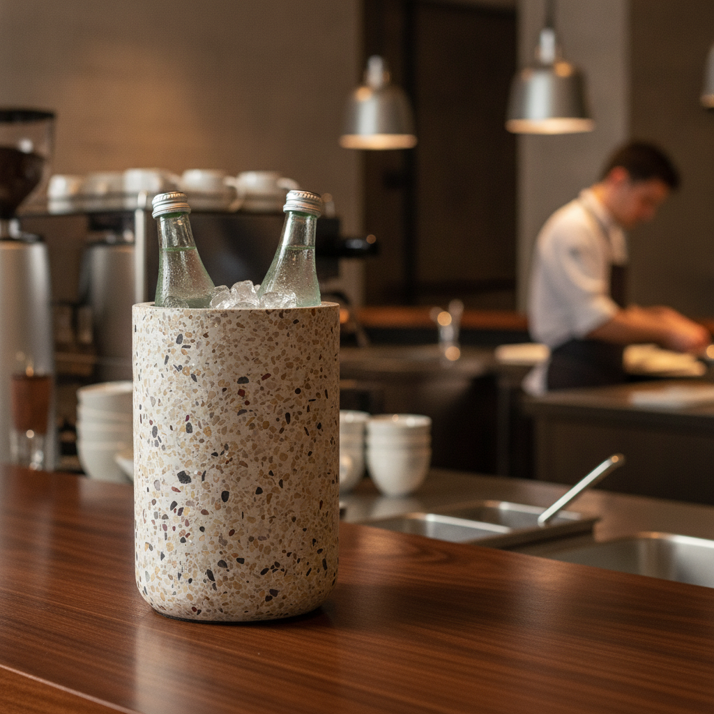 Concrete Terrazzo Bottle Cooler 190mm for Events & Catering