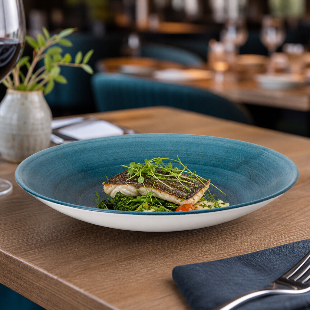 Deep Coupe Plates 281mm Teal Vitrified Porcelain for Dining Experiences (Pack of 12)