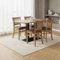 Rubber Wood Dining Table with 4 Chairs 750mm for Home Dining