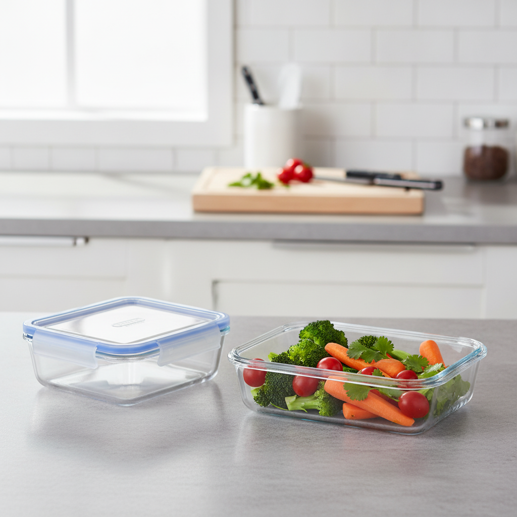 Tempered Glass Food Storage Container 0.8L for Home Kitchens