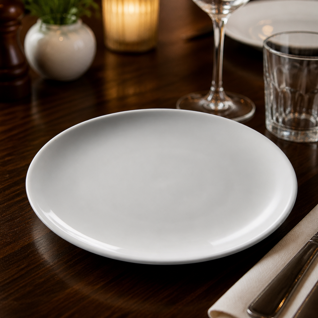 Coupe Plates 200mm White Vitrified Porcelain for Catering & Hospitality (Pack of 12)