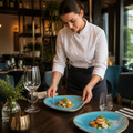 Plates Teal Porcelain for Restaurants & Cafés (Pack of 12)