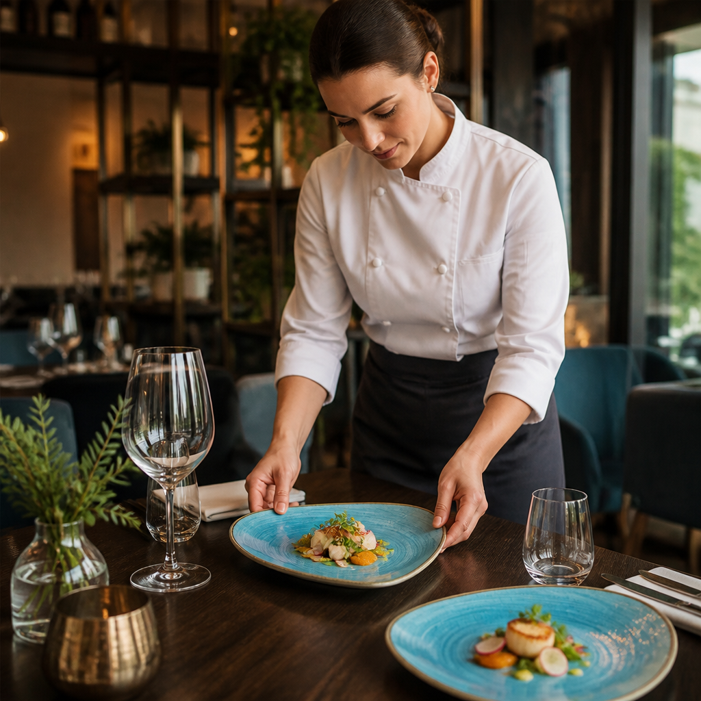 Plates Teal Porcelain for Restaurants & Cafés (Pack of 12)