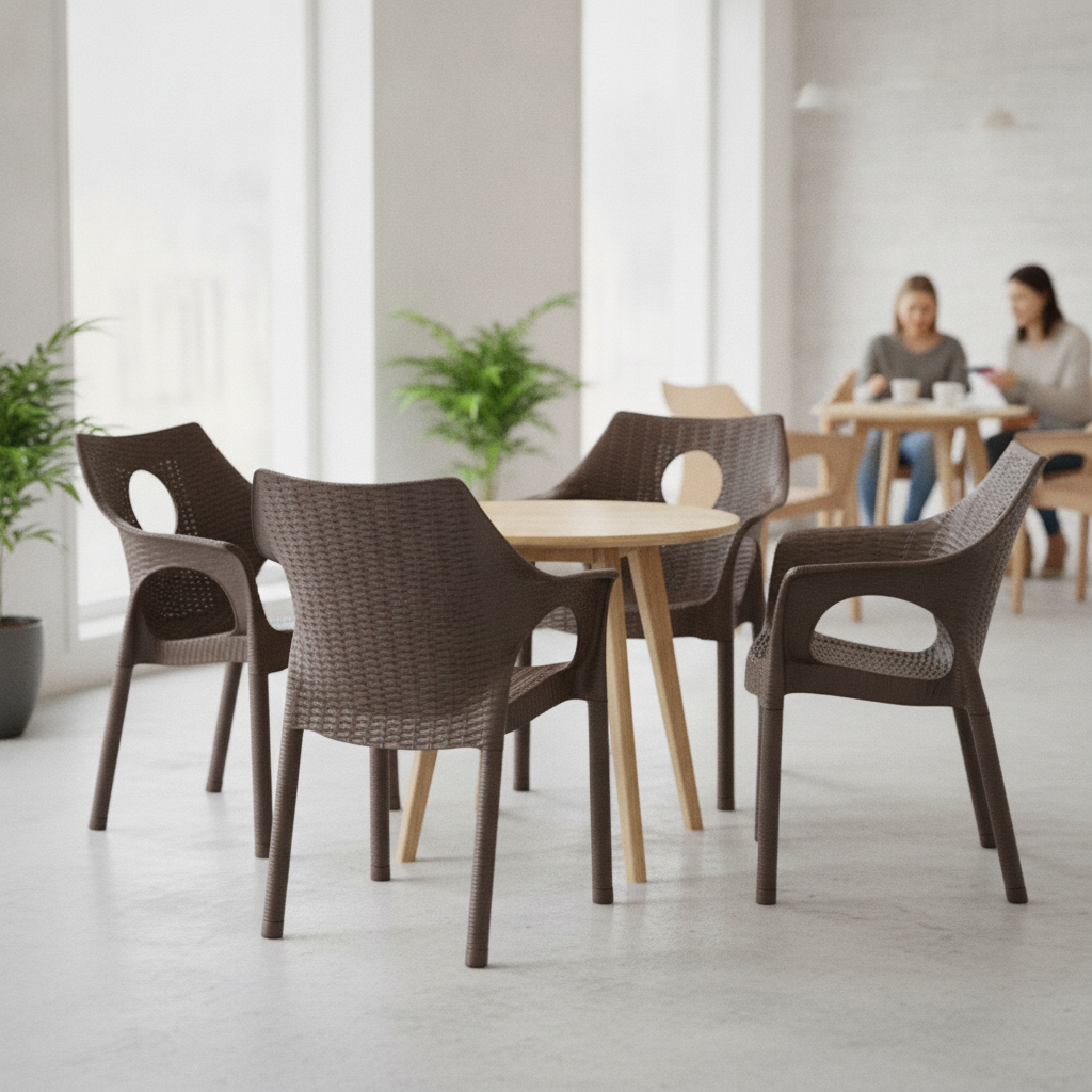 Brown Polypropylene Armchairs 800mm for Cafés & Restaurants (Pack of 4)