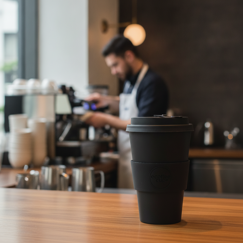 PLA Reusable Coffee Cup 400ml with Silicone Sleeve for Cafés