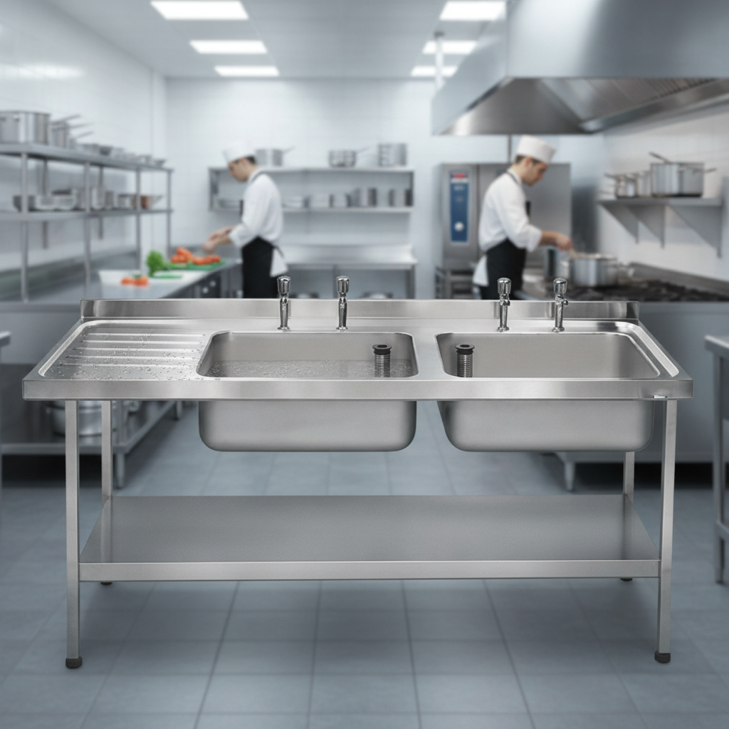 304 Stainless Steel Double Sink 1500mm for Professional Kitchens